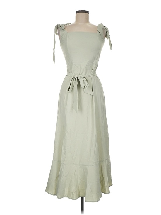 Royal matrix Dresses & Skirts - NWT Medium Sage Tie-Shoulder Maxi Dress with Waist Sash